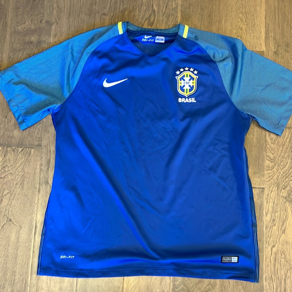 Nike Dri-FIT CBF Brasil Performance soccer XL Tee embroidered royal blue yellow
